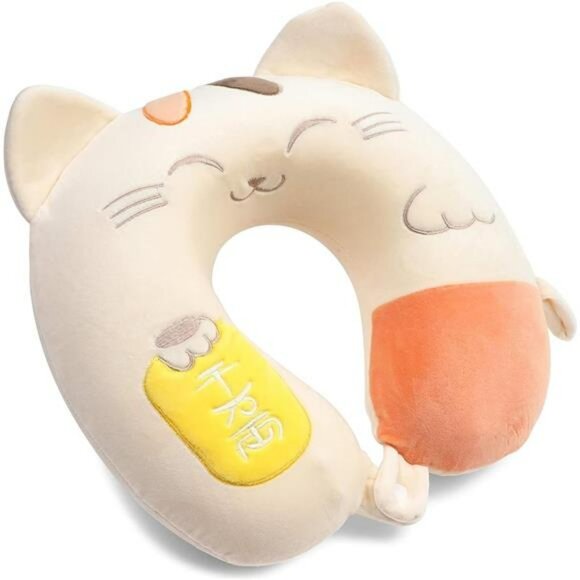 Kids cat travel pillow memory foam neck support cushion for airplane car train - Picture 1 of 7